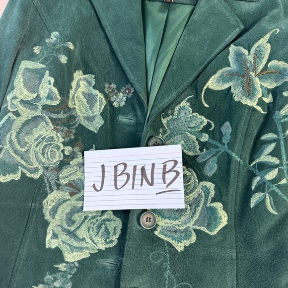 Le Chateau Y2K Green Suede Floral Embroidered Fully Lined Jacket Size XS - Picture 14 of 14
